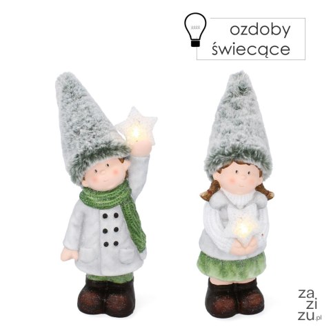 Figurka dziewczynka /chłopak z gwiazdką led 29cm Figurka dziewczynka /chłopak z gwiazdką led 29cm