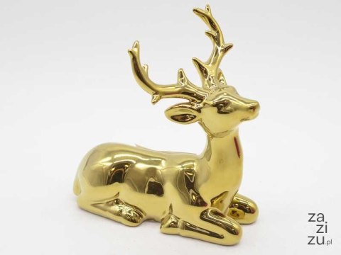 Jeleń 2szt. ceramiczny leżący złoty r 15x8x15,5cm | TG38303-2 Jeleń 2szt. ceramiczny leżący złoty r 15x8x15,5cm | TG38303-2