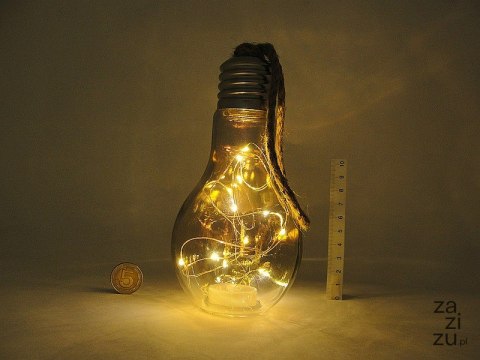 Lampion szklany żarówka 17x9cm, z drucikiem LED Lampion szklany żarówka 17x9cm, z drucikiem LED