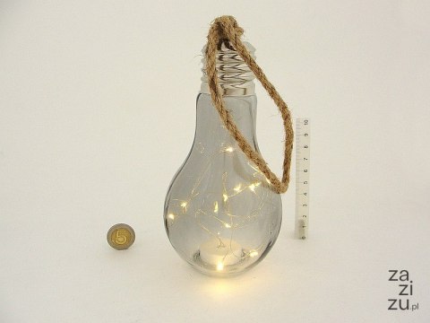 Lampion szklany żarówka 17x9cm, z drucikiem LED Lampion szklany żarówka 17x9cm, z drucikiem LED