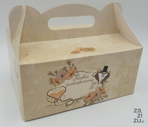Pudełko kartonowe 30szt na ciasto 19x14x9cm ŚLUB Pudełko kartonowe 30szt na ciasto 19x14x9cm ŚLUB