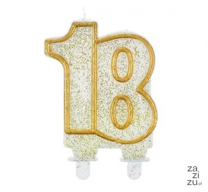 Świeczka cyferka ''18'' złoty kontur | SF-CZ18 Świeczka cyferka ''18'' złoty kontur | SF-CZ18