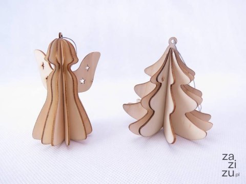 Zawieszka drewniana wys. 10 cm rozkładana choinka/aniołek Zawieszka drewniana wys. 10 cm rozkładana choinka/aniołek