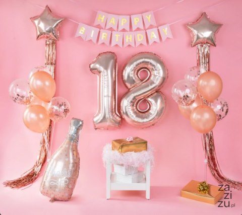 Zestaw balonów na 18 urodziny rose gold duży | 460474 Zestaw balonów na 18 urodziny rose gold duży | 460474