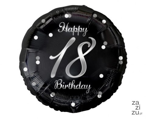Balon foliowy B&C Happy 18 Birthday czarny nadruk srebrny 18" | FG-O18S Balon foliowy B&C Happy 18 Birthday czarny nadruk srebrny 18" | FG-O18S