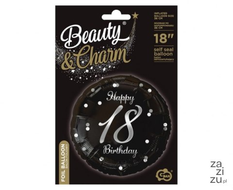 Balon foliowy B&C Happy 18 Birthday czarny nadruk srebrny 18" | FG-O18S Balon foliowy B&C Happy 18 Birthday czarny nadruk srebrny 18" | FG-O18S