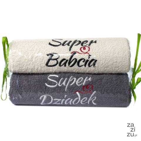 Komplet 2 ręczników z haftem "Super Babcia Super Dziadek " Komplet 2 ręczników z haftem "Super Babcia Super Dziadek "