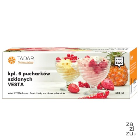 Komplet 6 szklanych pucharków deserowych Tadar Vesta 300 ml Komplet 6 szklanych pucharków deserowych Tadar Vesta 300 ml