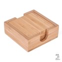 Podkładki pod kubek w stojaku bambusowe 10 x 10 cm 4 sztuki Tadar