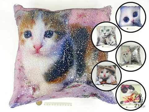 Poszewka na poduszkę magiczne cekiny koty 40x40 cm Poszewka na poduszkę magiczne cekiny koty 40x40 cm