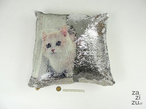 Poszewka na poduszkę magiczne cekiny koty 40x40 cm Poszewka na poduszkę magiczne cekiny koty 40x40 cm