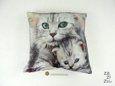 Poszewka na poduszkę magiczne cekiny koty 40x40 cm Poszewka na poduszkę magiczne cekiny koty 40x40 cm