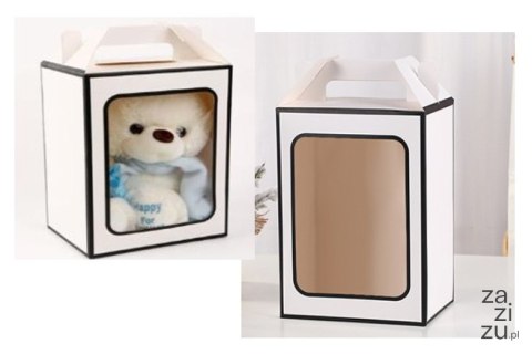Pudełko 12szt. kartonik prezentowy z rączką BIAŁE z okienkiem 25x18x13cm | NT3433 Pudełko 12szt. kartonik prezentowy z rączką BIAŁE z okienkiem 25x18x13cm | NT3433