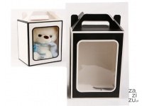 Pudełko, 12szt kartonik prezentowy z rączką CZARNE z okienkiem 30x20x16 cm NT3435 Pudełko, 12szt kartonik prezentowy z rączką CZARNE z okienkiem 30x20x16 cm NT3435