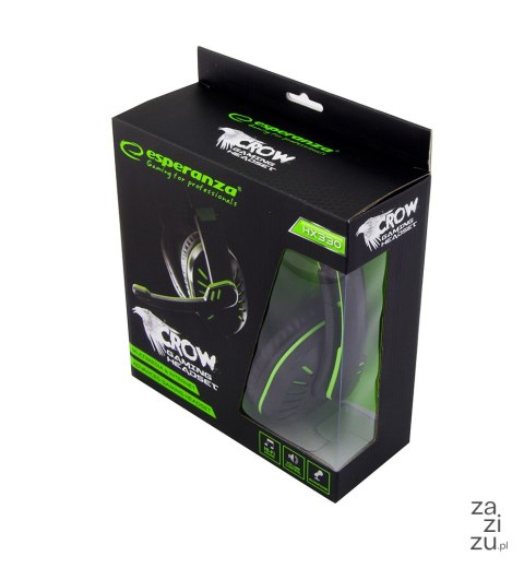 Słuchawki z mikrofonem zielone GAMING CROW ESPERANZA EGH330G Słuchawki z mikrofonem zielone GAMING CROW ESPERANZA EGH330G
