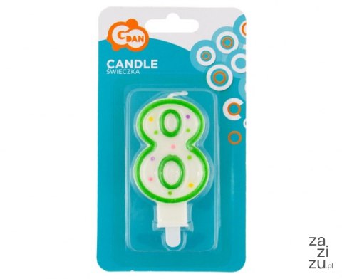 Świeczka cyferka "8" z kropeczkami 7,5 cm | PF-SCK8 Świeczka cyferka "8" z kropeczkami 7,5 cm | PF-SCK8