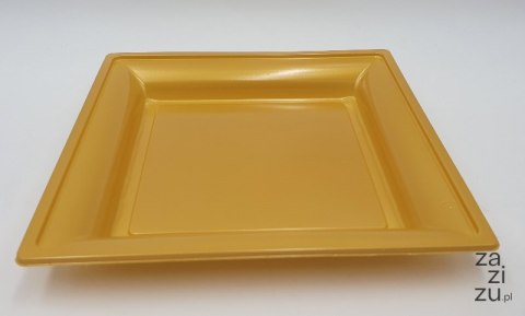 Talerz plastikowy 18x18cm złoty 12szt 34-03 Talerz plastikowy 18x18cm złoty 12szt 34-03