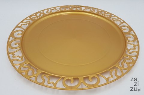 Talerz plastikowy fi-300 szłoty ażur 4szt 34-55 Talerz plastikowy fi-300 szłoty ażur 4szt 34-55