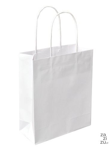 Torba 25szt papierowa ekologiczna ze skręcanym uchytem biała 25x10x32 Torba 25szt papierowa ekologiczna ze skręcanym uchytem biała 25x10x32