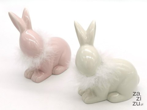 Zając 6szt ceramiczny z futerkiem 13x12cm Zając 6szt ceramiczny z futerkiem 13x12cm