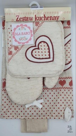 Zestaw kuchenny dla Babci Sorrento / kieszeń na piekarnik, chwytak, rękawica