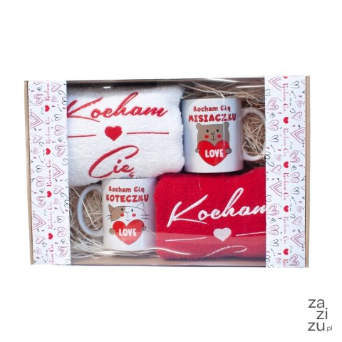Zestaw z wierszykami walentynka w ozdobnym opakowaniu "Kocham Cię koteczku - Kocham Cię misiaczku" Zestaw z wierszykami walentynka w ozdobnym opakowaniu "Kocham Cię koteczku - Kocham Cię misiaczku"
