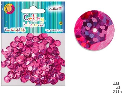 Cekiny 12szt hologramowe C. RÓŻOWE 8mm 10g | MT-6600