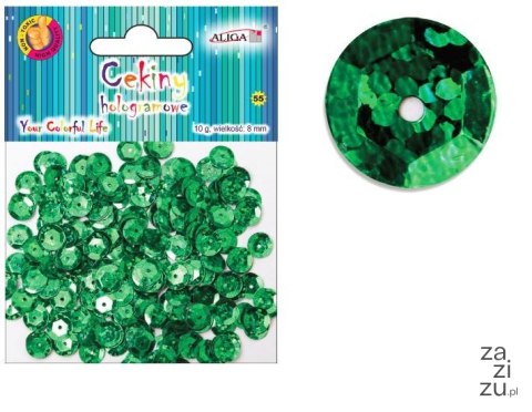 Cekiny 12szt hologramowe C. ZIELONE 8mm 10g | MT-6595 Cekiny 12szt hologramowe C. ZIELONE 8mm 10g | MT-6595