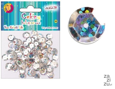 Cekiny 12szt hologramowe SREBRNE 8mm 10g | MT-6596 Cekiny 12szt hologramowe SREBRNE 8mm 10g | MT-6596