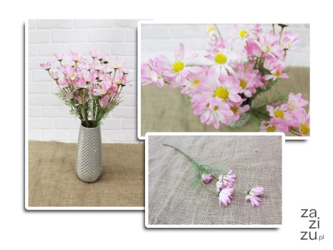 Kwiat 10szt sztuczny stokrotka 5-kwiatowa średnia 6 cm na jednej łodydze 60 cm - mix kolorów Kwiat 10szt sztuczny stokrotka 5-kwiatowa średnia 6 cm na jednej łodydze 60 cm - mix kolorów