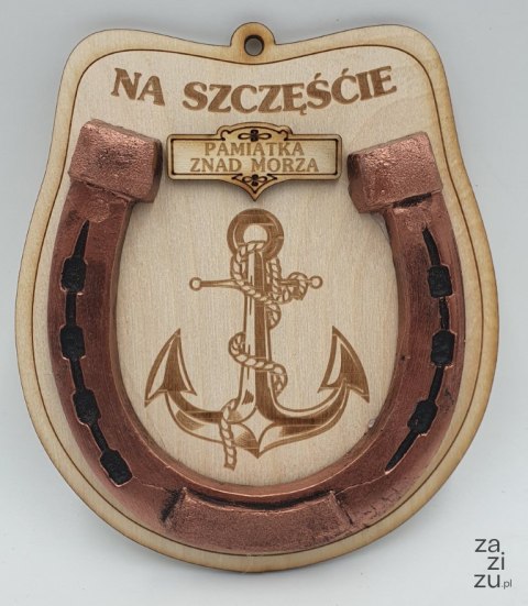Pamiątka znad morza podkowa na szczęście na sklejce 14 x 12,5 cm NR.116 Pamiątka znad morza podkowa na szczęście na sklejce 14 x 12,5 cm NR.116