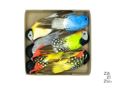Ptaszki dekoracyjne 6szt 13cm PTD-6111 Ptaszki dekoracyjne 6szt 13cm PTD-6111