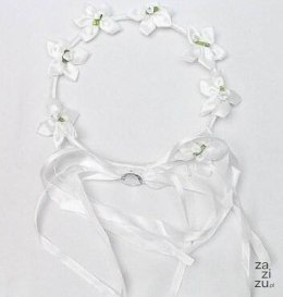 Wianek 12szt BIAŁE KWIATY+WSTĄŻKA 5933