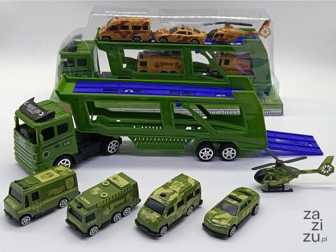 Zestaw auto wojskowe z lawetą i 5 pojazdami Zestaw auto wojskowe z lawetą i 5 pojazdami