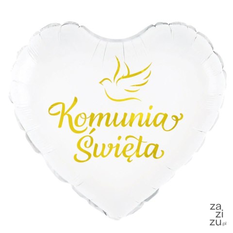 Balon foliowy biały serce Komunia Święta Gołąbek 45 cm 127582 Balon foliowy biały serce Komunia Święta Gołąbek 45 cm 127582