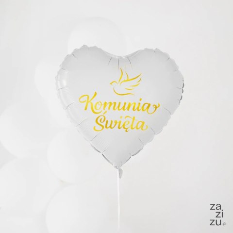 Balon foliowy biały serce Komunia Święta Gołąbek 45 cm 127582 Balon foliowy biały serce Komunia Święta Gołąbek 45 cm 127582