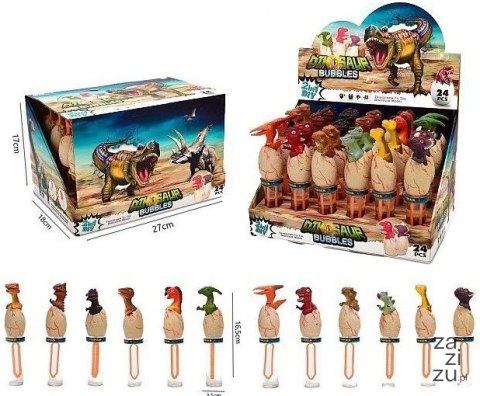 Bańki mydlane 50ml 24szt. figurka dinozaura 16cm | H13067 Bańki mydlane 50ml 24szt. figurka dinozaura 16cm | H13067