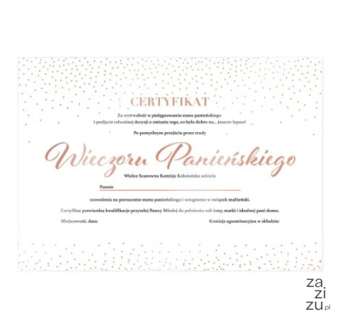 Certyfikat Bride to Be rosegold | 128855 Certyfikat Bride to Be rosegold | 128855