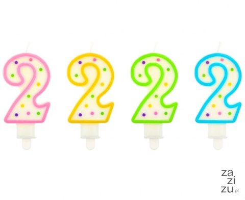 Świeczka cyferka z kropeczkami "2" 7,5 cm | PF-SCK2 Świeczka cyferka z kropeczkami "2" 7,5 cm | PF-SCK2