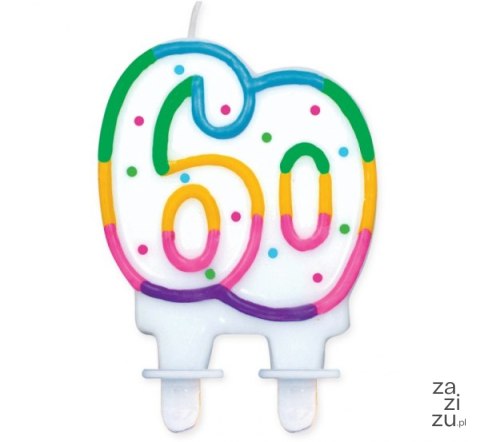 Świeczka cyferka z kropeczkami "60" 8 cm | PF-SCK60 Świeczka cyferka z kropeczkami "60" 8 cm | PF-SCK60