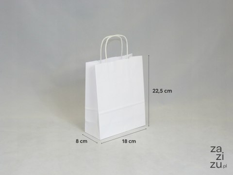 Torba papierowa 25szt. skr. rączka biała 18x8x22cm Torba papierowa 25szt. skr. rączka biała 18x8x22cm