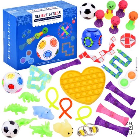Zabawki 30 elementów Fidget Gadżety antystresowe Pop it ZA3987 Zabawki 30 elementów Fidget Gadżety antystresowe Pop it ZA3987