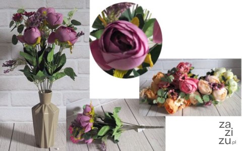 Bukiet sztuczny PIWONIA ze stokrotkami 11 łodyg wys. 48 cm, kwiat 6 cm mix kolor BK-105 Bukiet sztuczny PIWONIA ze stokrotkami 11 łodyg wys. 48 cm, kwiat 6 cm mix kolor BK-105