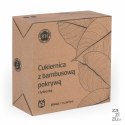 Cukiernica porcelanowa z bambusową pokrywką i łyżeczką Konighoffer 14,5 x 5 cm biała