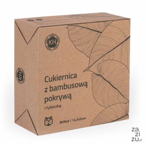 Cukiernica porcelanowa z bambusową pokrywką i łyżeczką Konighoffer 14,5 x 5 cm biała Cukiernica porcelanowa z bambusową pokrywką i łyżeczką Konighoffer 14,5 x 5 cm biała
