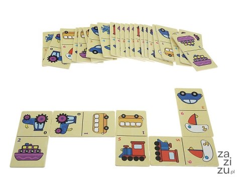 Domino obrazkowe, drewniane, pojazdy 15x8,5x4cm Domino obrazkowe, drewniane, pojazdy 15x8,5x4cm