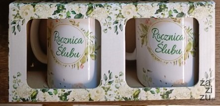 Komplet 2 kubków w ozdobnym kartoniku " Rocznica Ślubu " Komplet 2 kubków w ozdobnym kartoniku " Rocznica Ślubu "