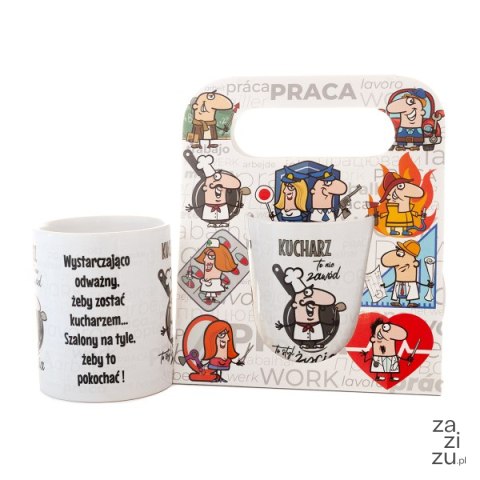 Kubek ceramiczny w ozdobnym opakowaniu z napisem "Kucharz to nie zawód to styl życia" - kucharz Kubek ceramiczny w ozdobnym opakowaniu z napisem "Kucharz to nie zawód to styl życia" - kucharz