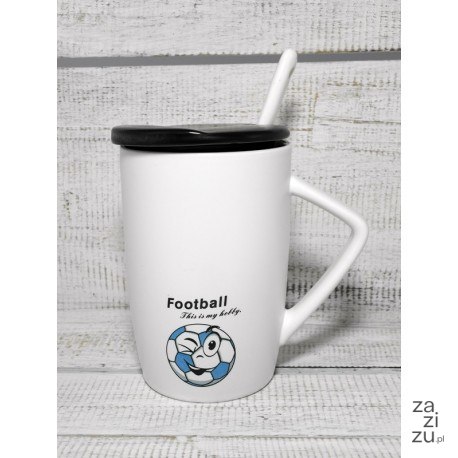 Kubek ceramiczny z przykrywką i łyżeczką 12-SH57 Kubek ceramiczny z przykrywką i łyżeczką 12-SH57
