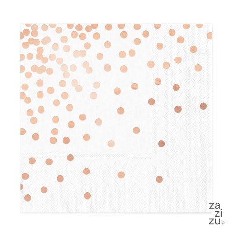 Serwetki białe rosegold kropki 10szt 512620 Serwetki białe rosegold kropki 10szt 512620
